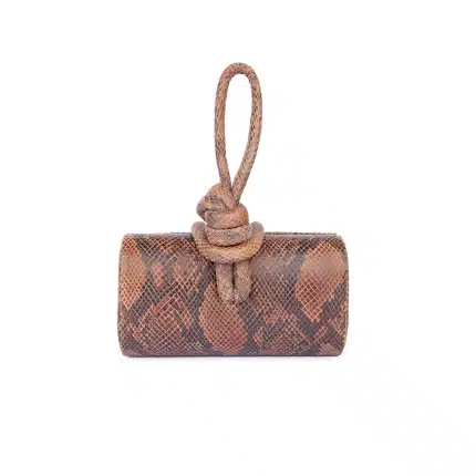 AMINA TOP HANDLE IN PRINTED LEATHER - Brown