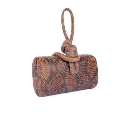 AMINA TOP HANDLE IN PRINTED LEATHER - Brown