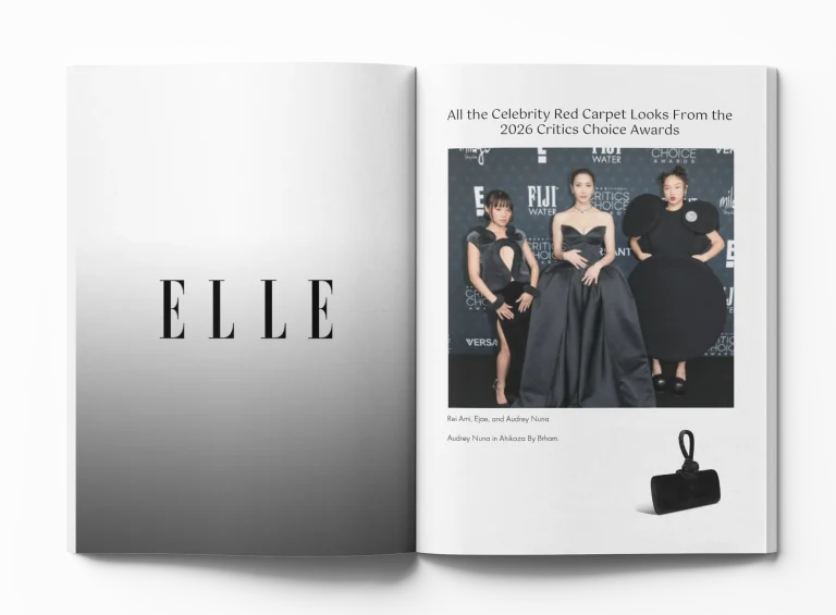 Audrey Nuna carrying the Black Amina Bag at the 2026 Critics Choice Awards