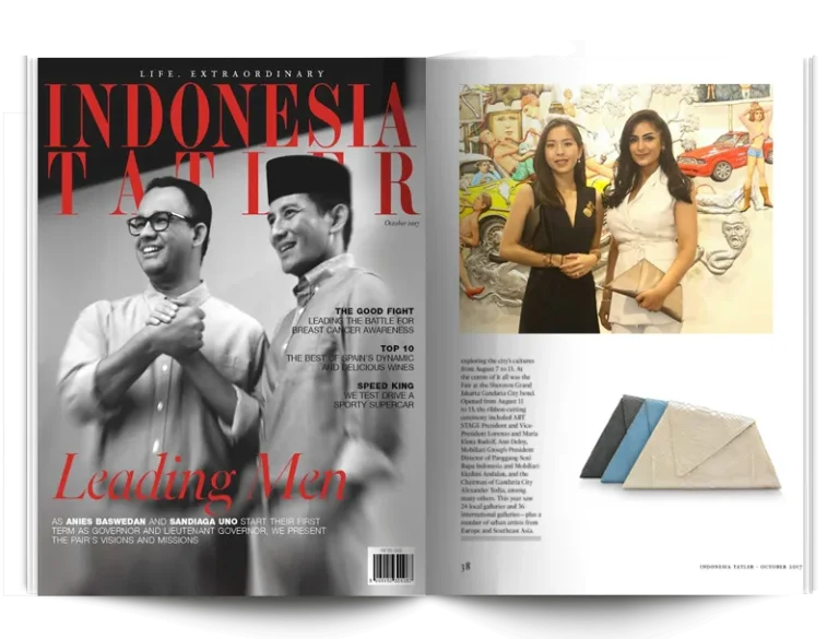 Rachel Nathani wearing "The Rachel Foldover Clutch" - Featured in Indonesia Tatler October 2017 Issue