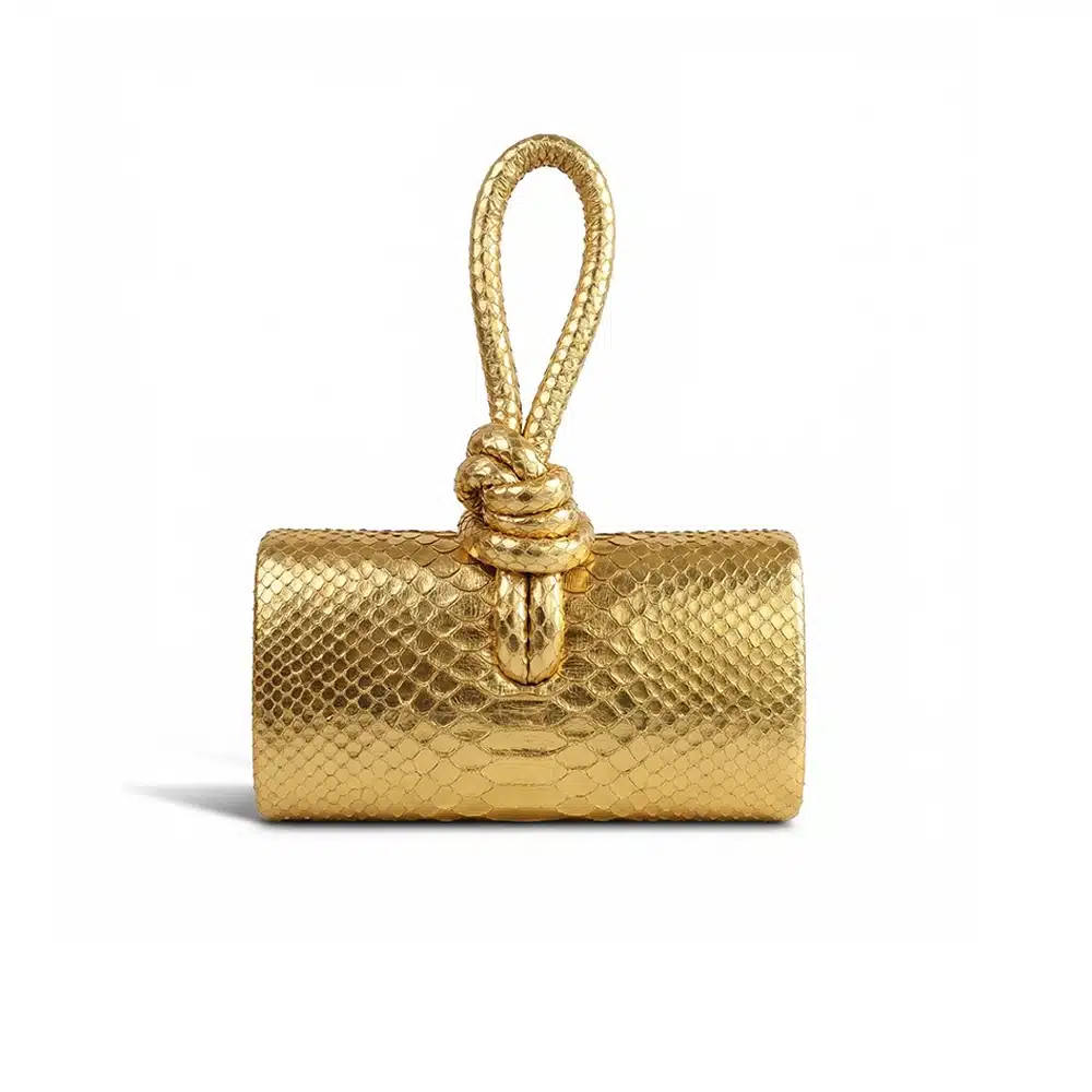 AMINA TOP HANDLE IN EXOTIC SKIN - Gold - 1 Front AMINA TOP HANDLE IN EXOTIC SKIN - Image 1