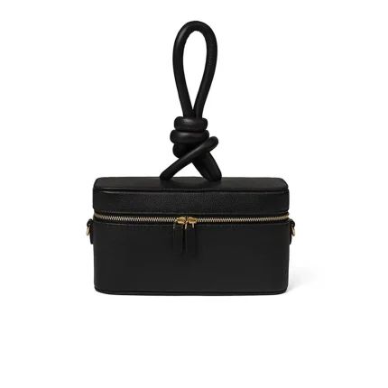 LILY VANITY TOP HANDLE IN LEATHER - Black