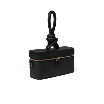 LILY VANITY TOP HANDLE IN LEATHER - Black